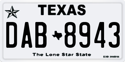 TX license plate DAB8943