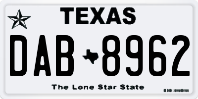 TX license plate DAB8962