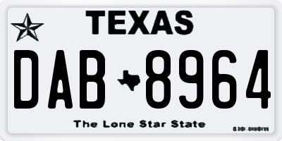 TX license plate DAB8964