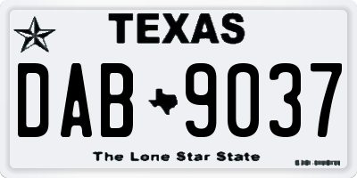 TX license plate DAB9037
