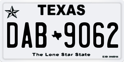 TX license plate DAB9062