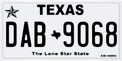 TX license plate DAB9068