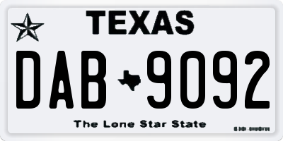 TX license plate DAB9092