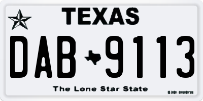 TX license plate DAB9113