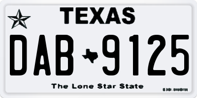 TX license plate DAB9125
