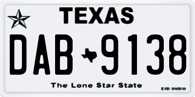 TX license plate DAB9138