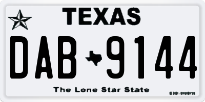 TX license plate DAB9144