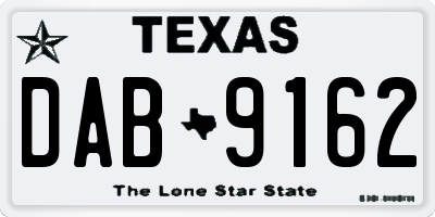 TX license plate DAB9162