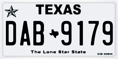 TX license plate DAB9179