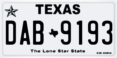 TX license plate DAB9193