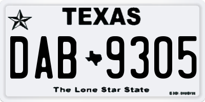 TX license plate DAB9305