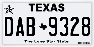 TX license plate DAB9328