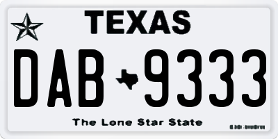 TX license plate DAB9333