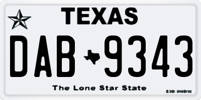 TX license plate DAB9343