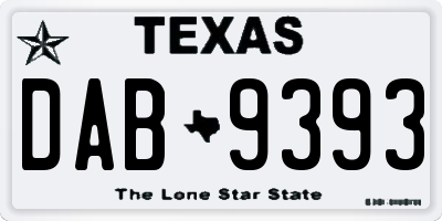 TX license plate DAB9393