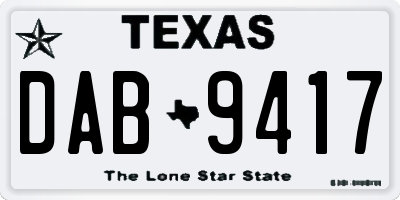TX license plate DAB9417