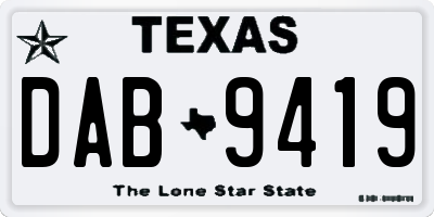 TX license plate DAB9419
