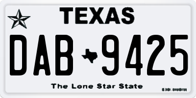 TX license plate DAB9425