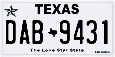 TX license plate DAB9431
