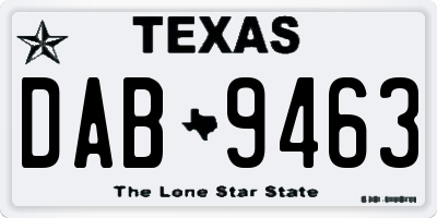 TX license plate DAB9463