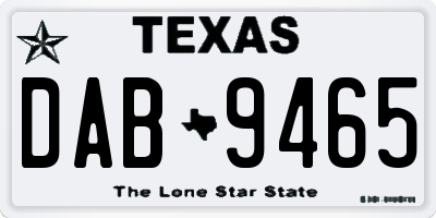 TX license plate DAB9465