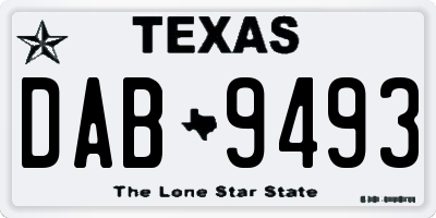 TX license plate DAB9493