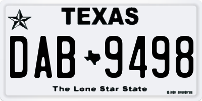 TX license plate DAB9498