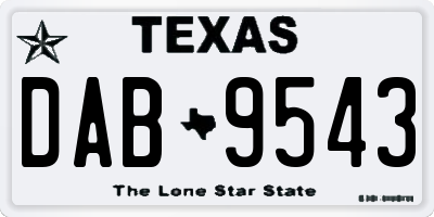 TX license plate DAB9543