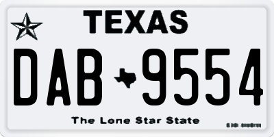 TX license plate DAB9554