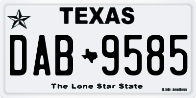 TX license plate DAB9585