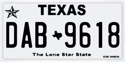 TX license plate DAB9618