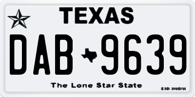 TX license plate DAB9639