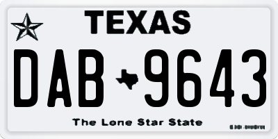 TX license plate DAB9643