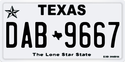 TX license plate DAB9667