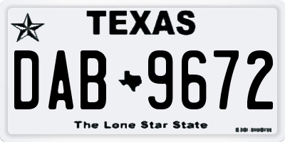 TX license plate DAB9672