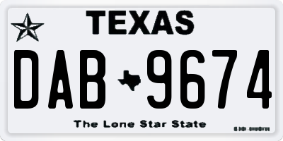 TX license plate DAB9674