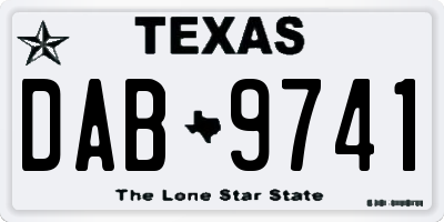 TX license plate DAB9741