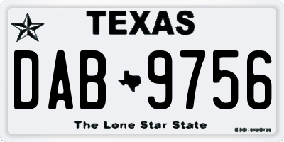 TX license plate DAB9756