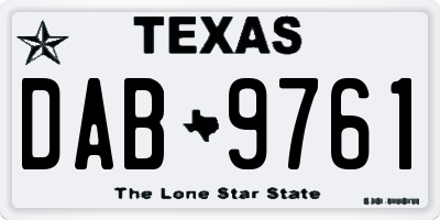TX license plate DAB9761