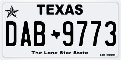 TX license plate DAB9773