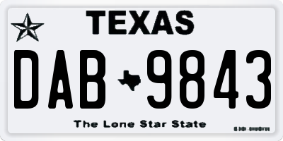 TX license plate DAB9843