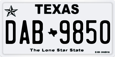TX license plate DAB9850