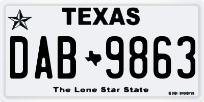 TX license plate DAB9863