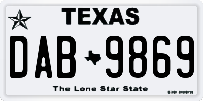TX license plate DAB9869