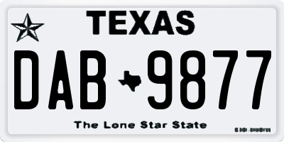 TX license plate DAB9877