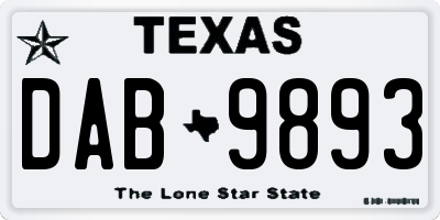 TX license plate DAB9893