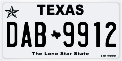TX license plate DAB9912
