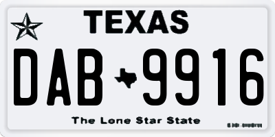 TX license plate DAB9916