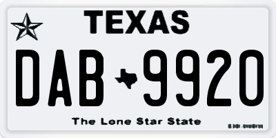 TX license plate DAB9920