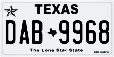 TX license plate DAB9968